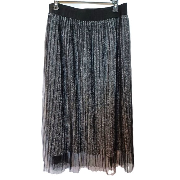 Studio West Metallic Pleated Midi Skirt With Elastic Waistband - Picture 4 of 5